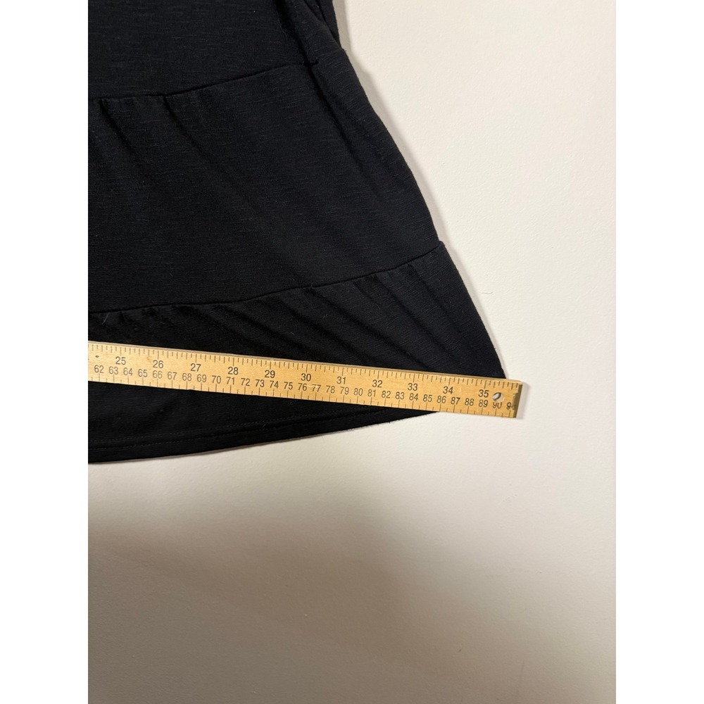 Womens Black Tiered Babydoll Tank Top Sleeveless Keyhole Back Slub Knit - Picture 12 of 14